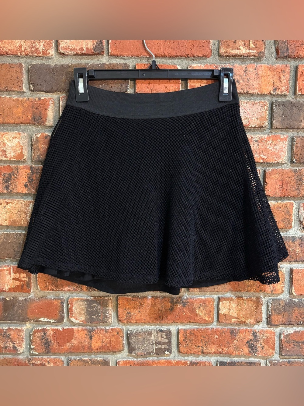 Material girl womens mesh lined skater circle mini skirt black S